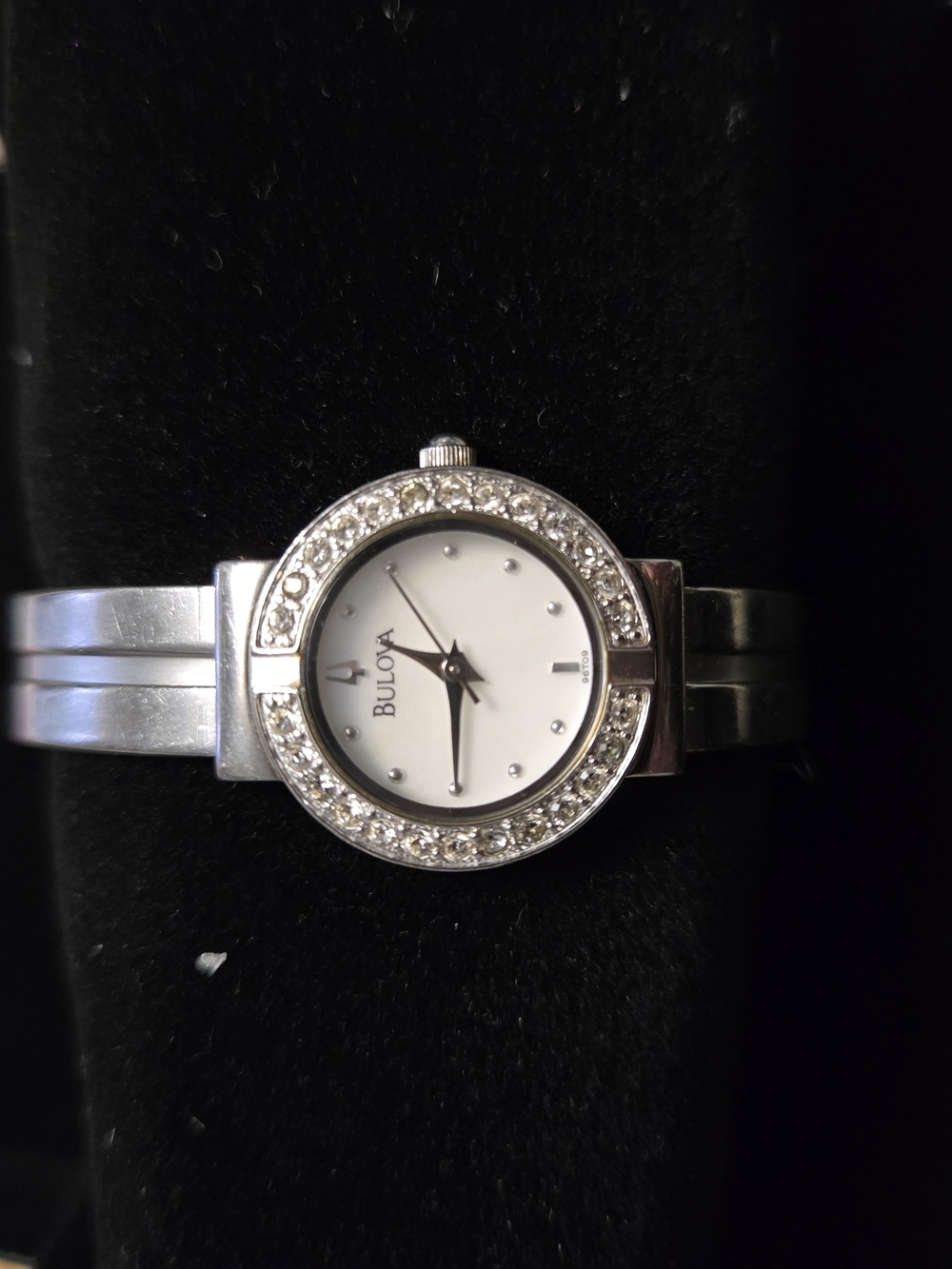 Bulova Women's Silver Crystal Accent Bracelet Watch - Silver/White